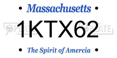 1KTX62 Massachusetts License Plate