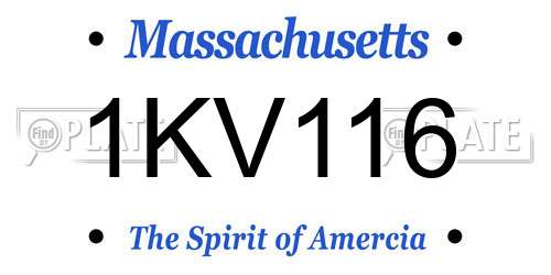 1KV116 Massachusetts License Plate