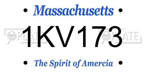 1KV173 Massachusetts License Plate
