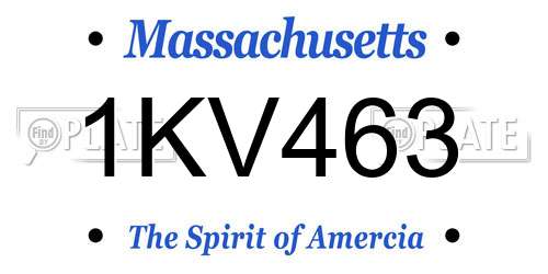 1KV463 Massachusetts License Plate