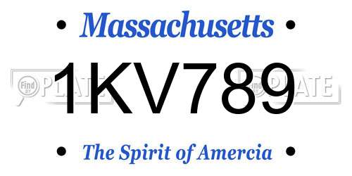 1KV789 Massachusetts License Plate