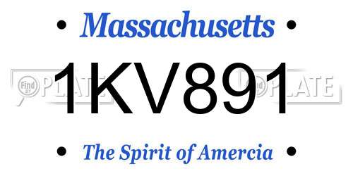 1KV891 Massachusetts License Plate
