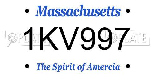 1KV997 Massachusetts License Plate