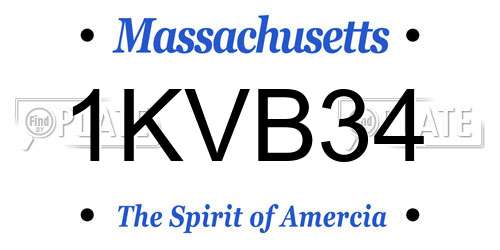 1KVB34 Massachusetts License Plate