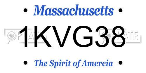 1KVG38 Massachusetts License Plate