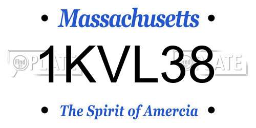 1KVL38 Massachusetts License Plate