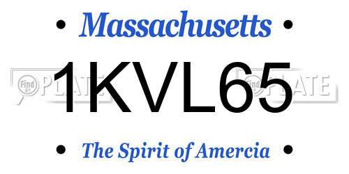 1KVL65 Massachusetts License Plate
