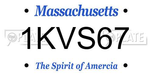 1KVS67 Massachusetts License Plate