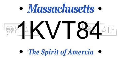 1KVT84 Massachusetts License Plate