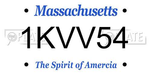 1KVV54 Massachusetts License Plate