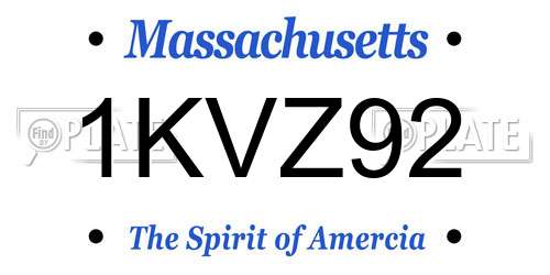 1KVZ92 Massachusetts License Plate