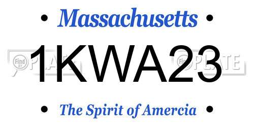 1KWA23 Massachusetts License Plate