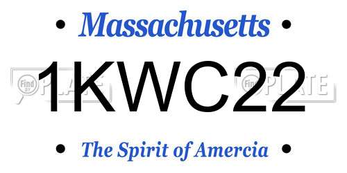 1KWC22 Massachusetts License Plate