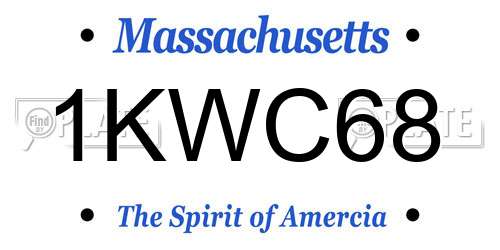 1KWC68 Massachusetts License Plate