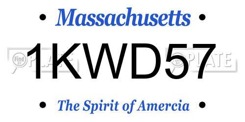 1KWD57 Massachusetts License Plate