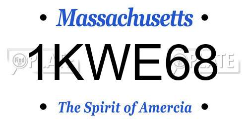 1KWE68 Massachusetts License Plate