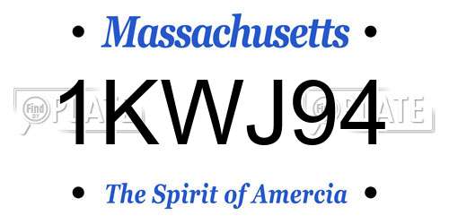1KWJ94 Massachusetts License Plate