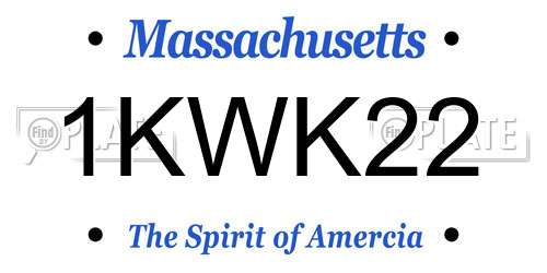 1KWK22 Massachusetts License Plate