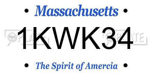 1KWK34 Massachusetts License Plate