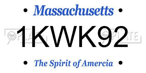 1KWK92 Massachusetts License Plate