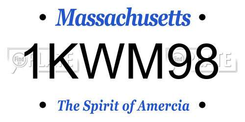 1KWM98 Massachusetts License Plate