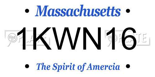 1KWN16 Massachusetts License Plate