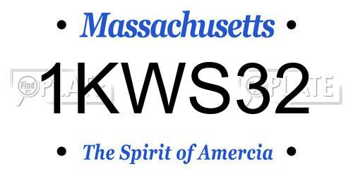 1KWS32 Massachusetts License Plate