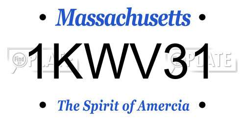 1KWV31 Massachusetts License Plate
