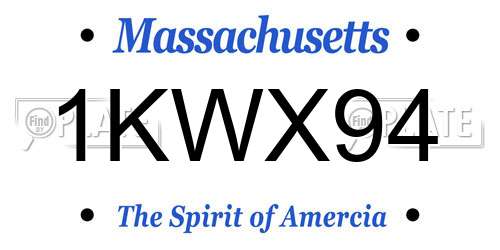 1KWX94 Massachusetts License Plate