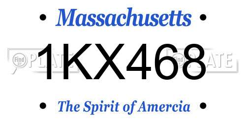 1KX468 Massachusetts License Plate