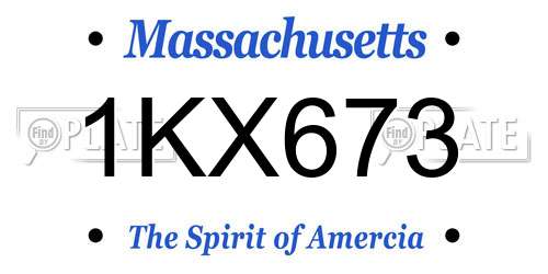 1KX673 Massachusetts License Plate