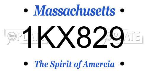 1KX829 Massachusetts License Plate