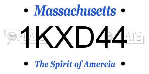 1KXD44 Massachusetts License Plate