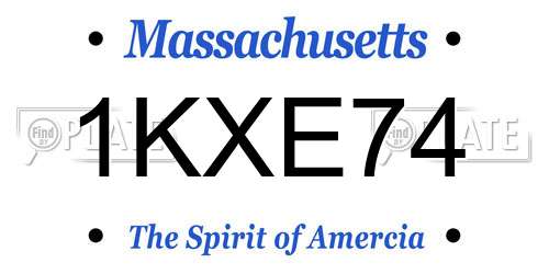 1KXE74 Massachusetts License Plate