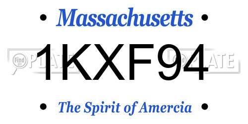 1KXF94 Massachusetts License Plate