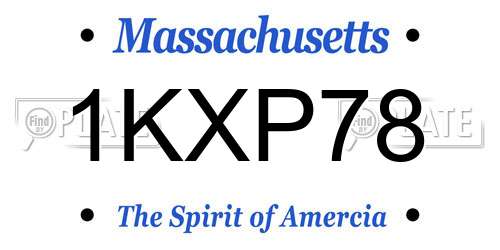 1KXP78 Massachusetts License Plate