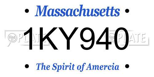 1KY940 Massachusetts License Plate