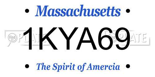 1KYA69 Massachusetts License Plate