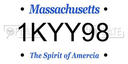 1KYY98 Massachusetts License Plate
