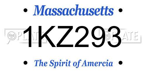1KZ293 Massachusetts License Plate