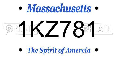 1KZ781 Massachusetts License Plate
