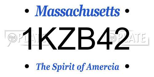 1KZB42 Massachusetts License Plate