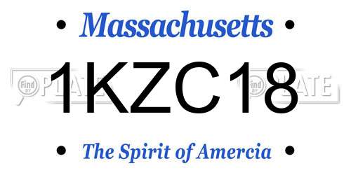1KZC18 Massachusetts License Plate