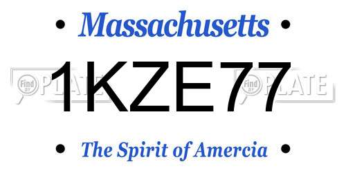 1KZE77 Massachusetts License Plate