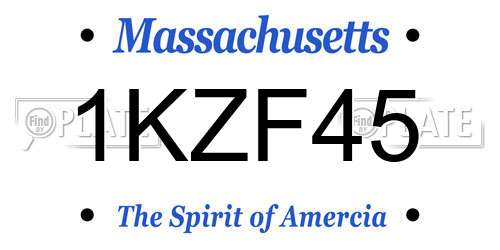 1KZF45 Massachusetts License Plate