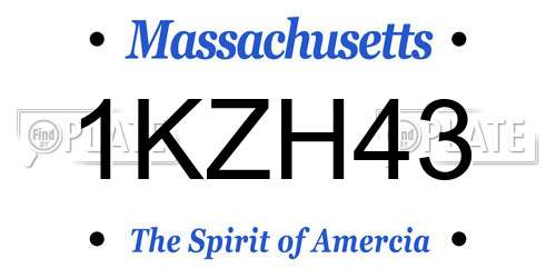 1KZH43 Massachusetts License Plate