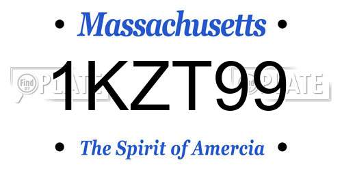 1KZT99 Massachusetts License Plate