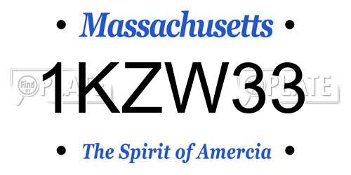 1KZW33 Massachusetts License Plate