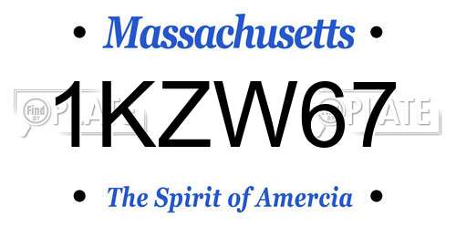 1KZW67 Massachusetts License Plate