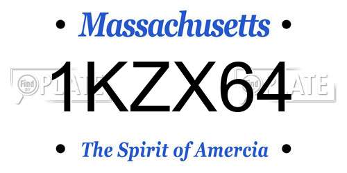 1KZX64 Massachusetts License Plate